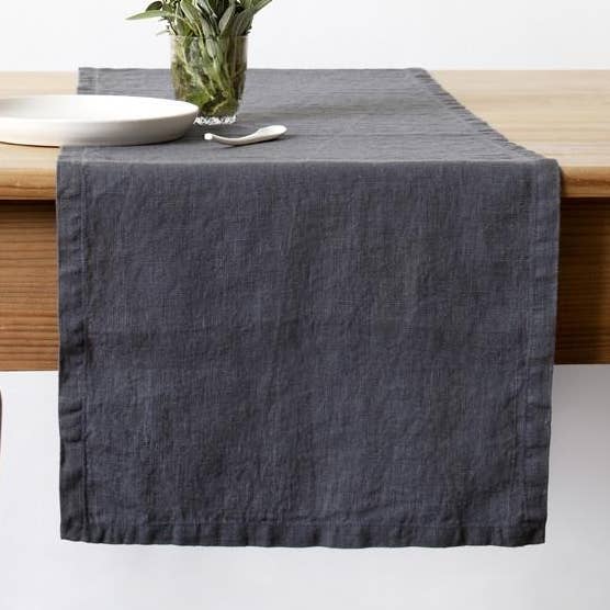 Dark Grey Linen Table Runner for wholesale by Linen Tales (We cover U.S. import duties)