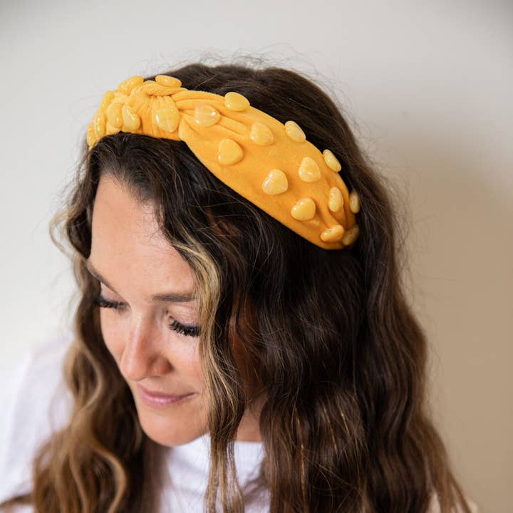 Stone Quartz Traditional Knot Headband - Mustard | Soft Felt for wholesale by Headbands of Hope | One Purchased One Donated