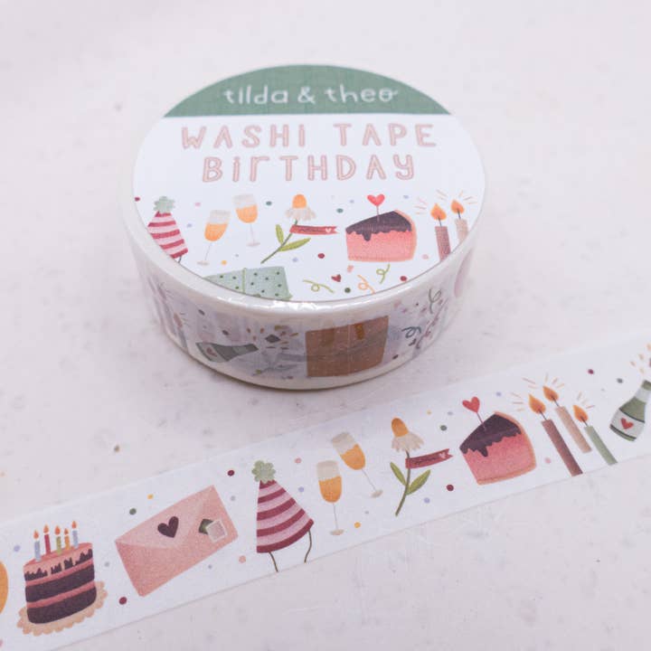 Washi tape birthday - adhesive tape celebrate washi tape masking  for wholesale by Tilda&Theo