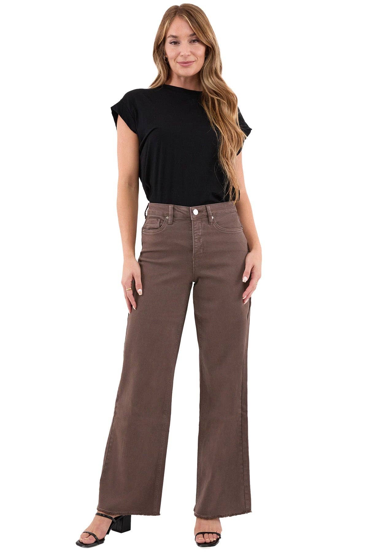 Java Plus Size Chloe High Rise  Frayed Wide Leg Pants for wholesale on Faire4