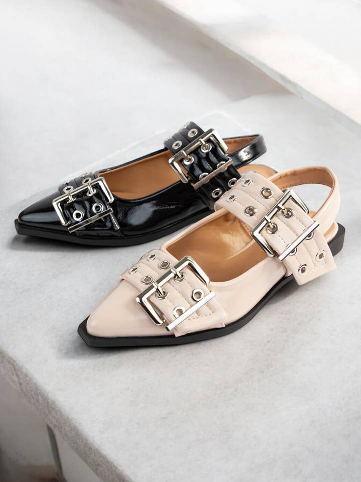 Oliccui - Wholesale Flats - Women's - RIVETS-09 POINTY TOE WITH BUCKLE STRAP