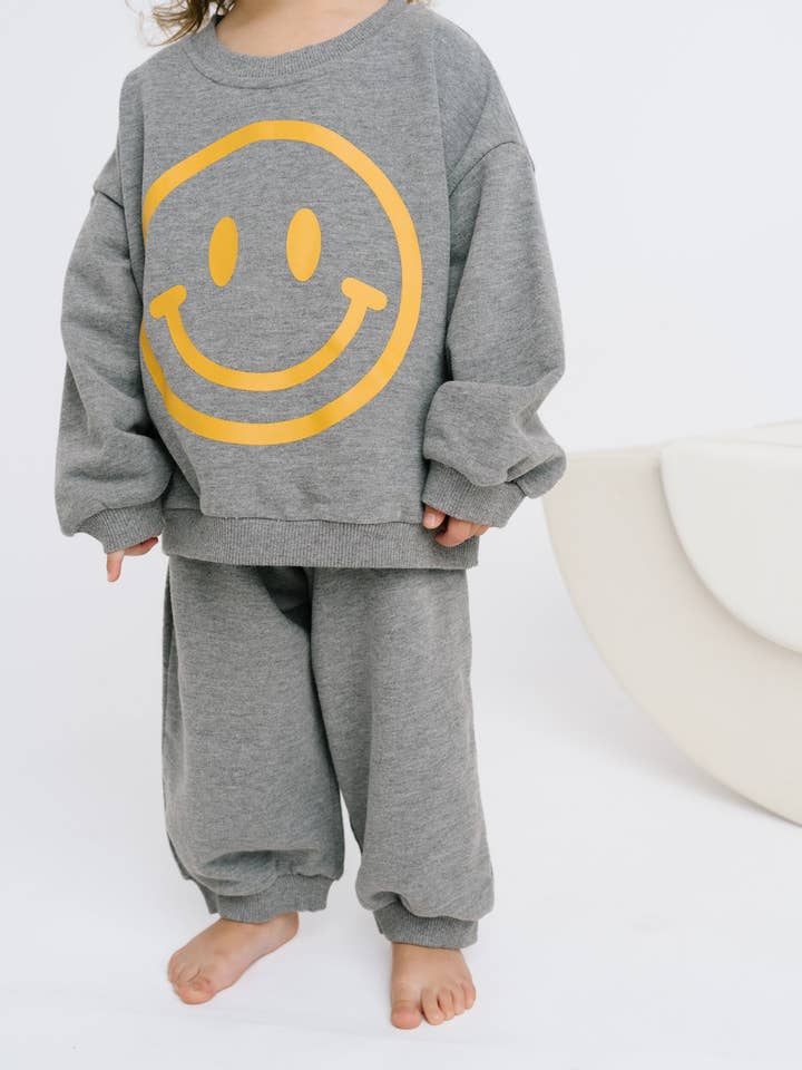 Heather Gray Happy Sweatsuit for wholesale by Little One Shop