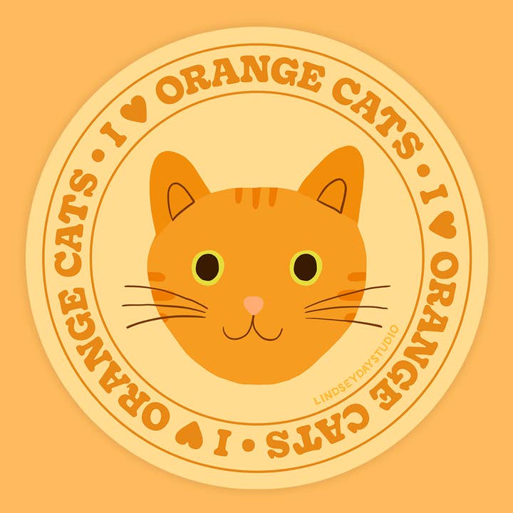 Orange kattklistermärke, husdjursklistermärke för wholesale av Lindsey Day Studio