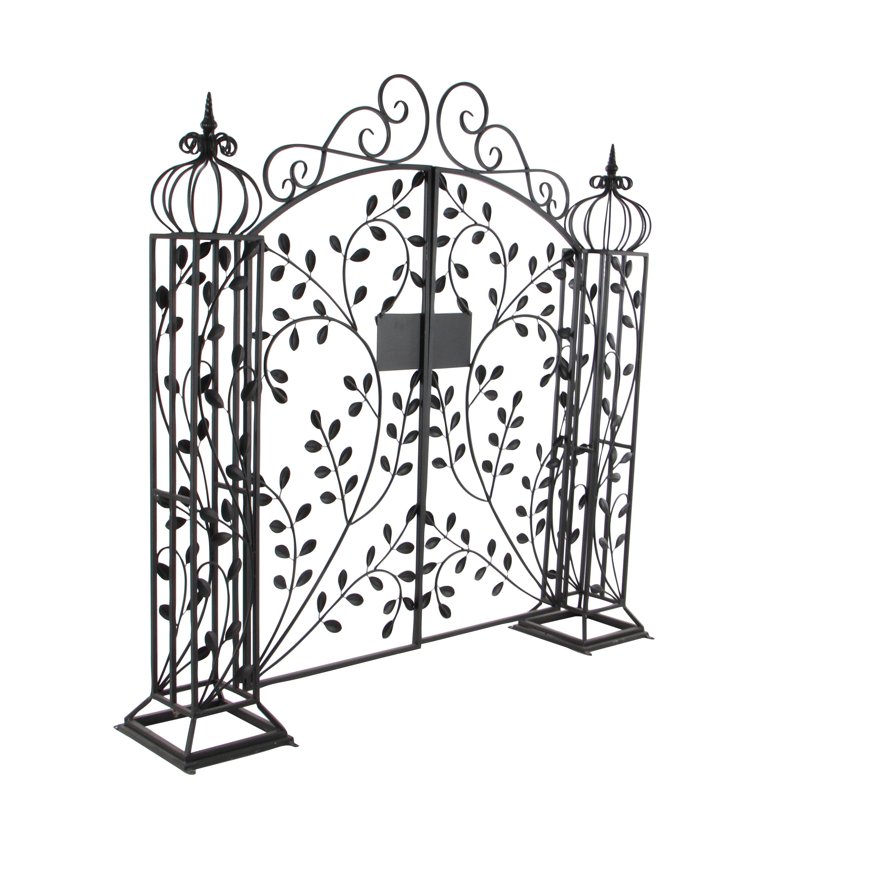 Import Corner - Wholesale Outdoor Ornament/Decor - A-29085: METAL GARDEN GATE 70"W, 65"H2