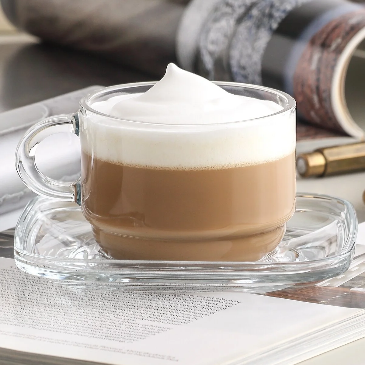 Hakan – wholesale Kaffe-/Tékopp – Lav Cosy kaffekoppset med fyrkantiga fat, 12 st, 9.25 Oz1