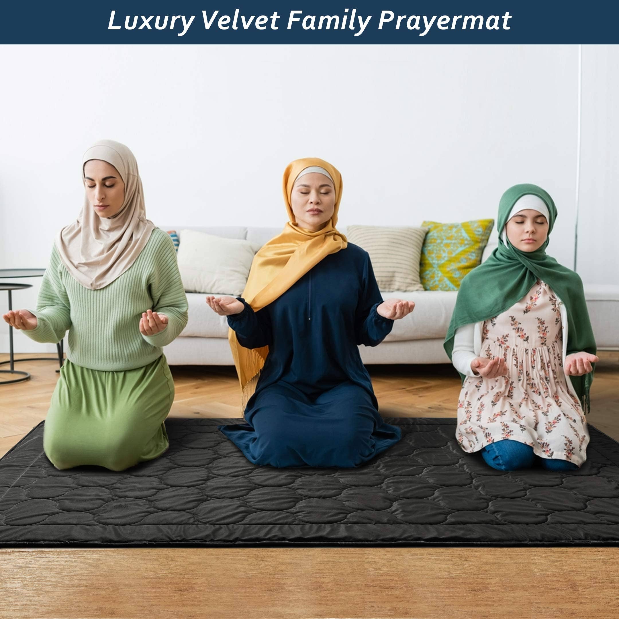 Cottonpassion_US - Wholesale Vloerkleed - Luxe fluwelen gebedskleed voor drie personen, islamitisch tapijt voor woonruimte1