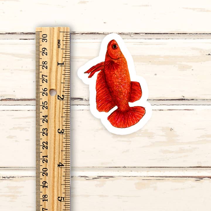Fins and Frags - Wholesale Sticker - Handmade Red Betta Sticker, for Fish & Aquarium Lovers3