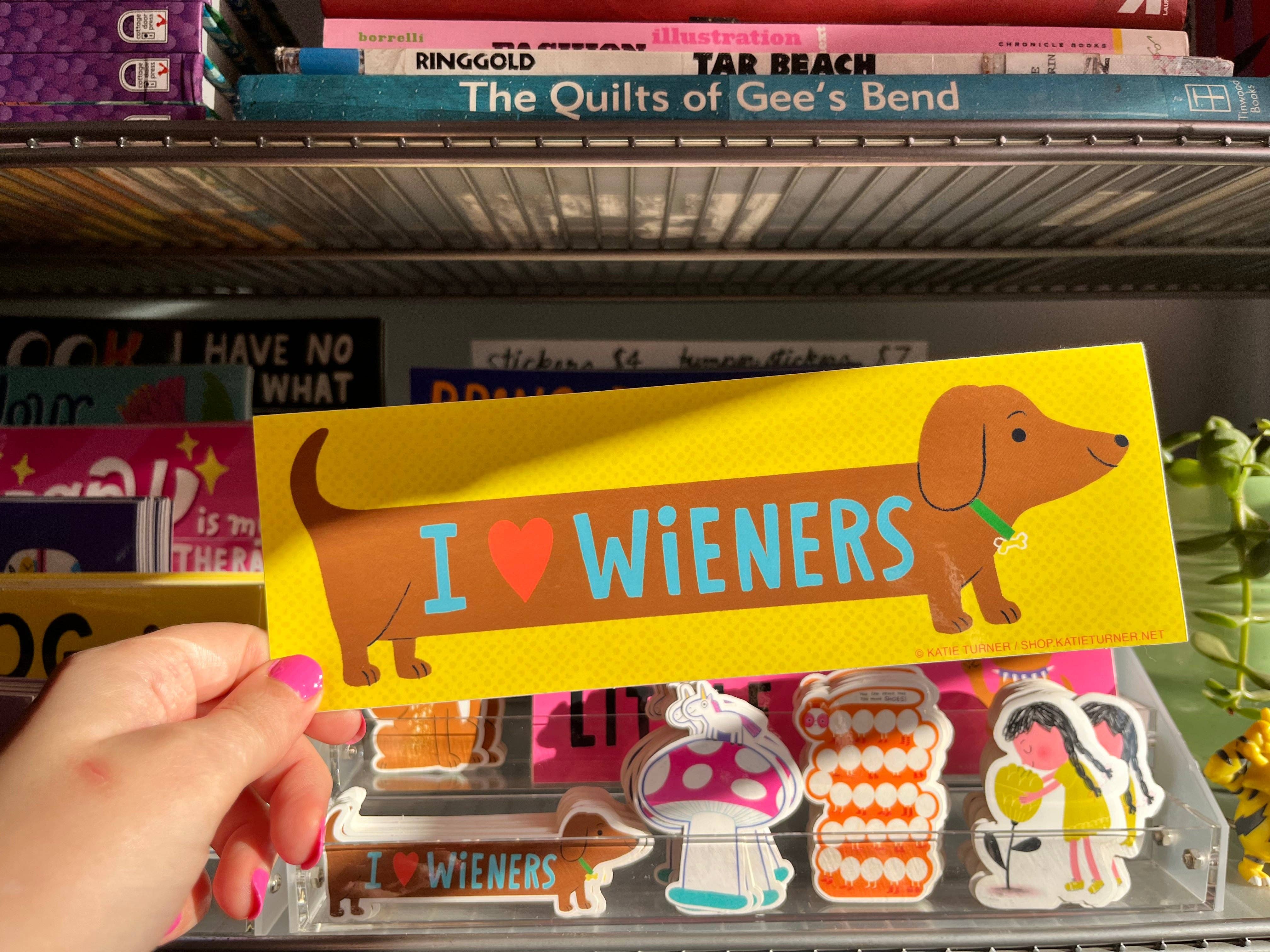 Katie Turner Illustration - Wholesale Sticker - I Love Wieners Vinyl Bumper Sticker1
