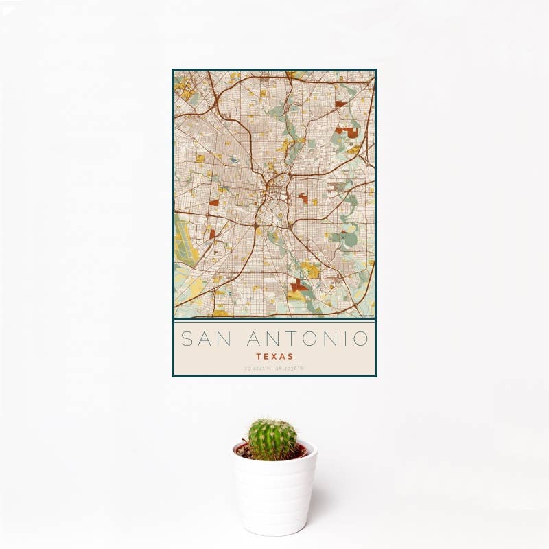 JACE.design - Wholesale Art Print - San Antonio TX Map Print Woodblock0