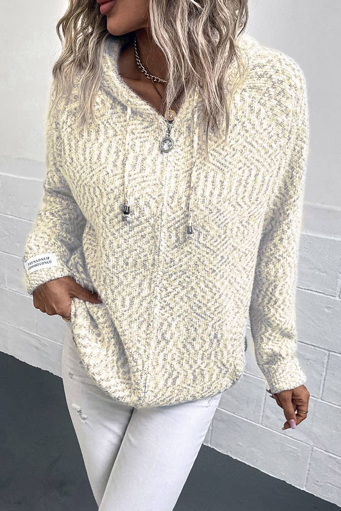 UNISHE - Vendita all'ingrosso Cardigan - Donna - Cardigan lavorato a maglia con cerniera e cappuccio con coulisse MMY1208