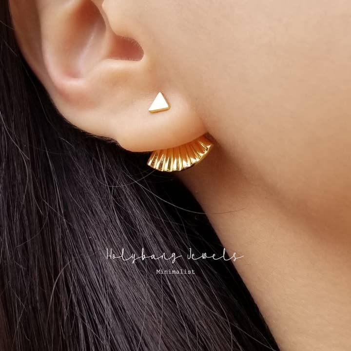 FAN SHAPED EAR JACKETS - E-S3111 for wholesale by HolyBang Jewels