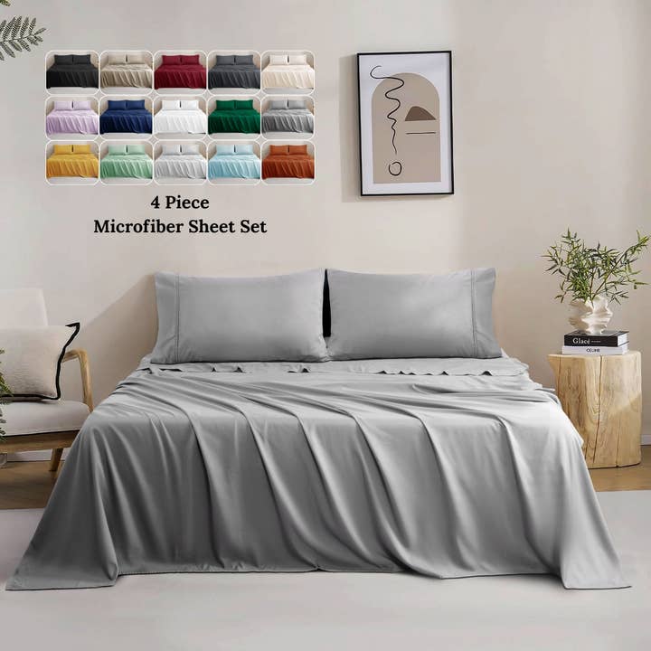 Qatan – wholesale Sheet set – 4 Piece Microfiber Sheet Set - 16" Deep Pocket Fitted Sheet15