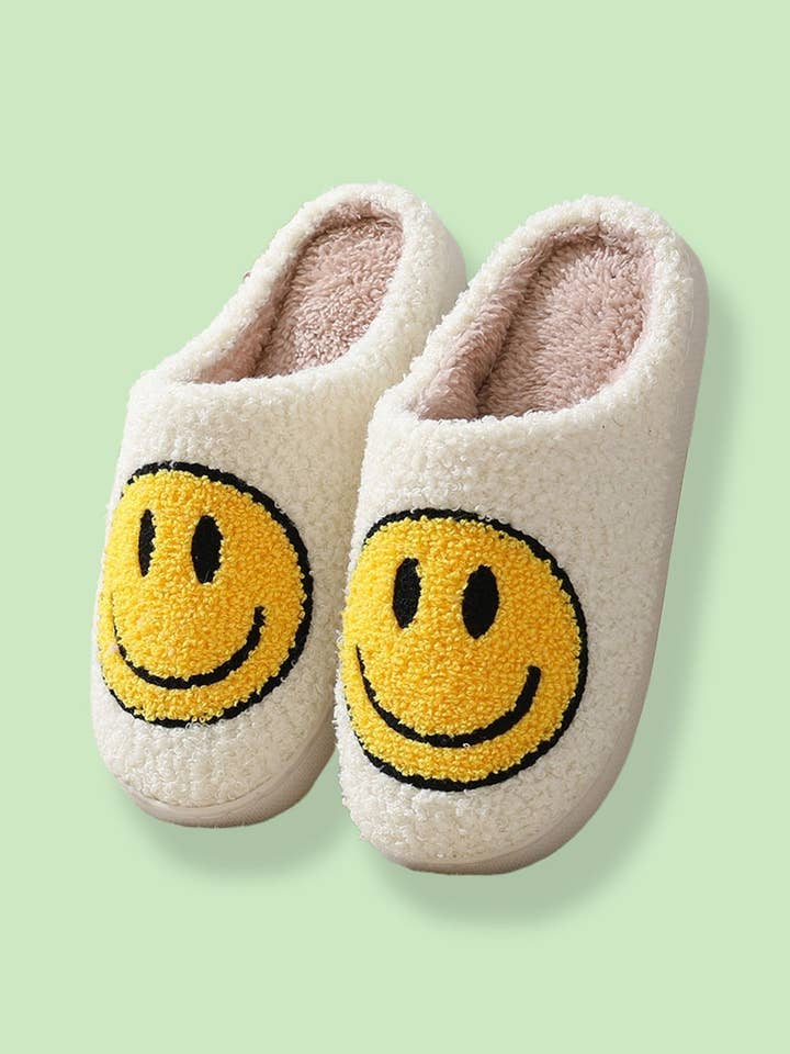 DOUBLJU - Wholesale Slippers - Unisex - Smiley Face Unisex Cotton Slippers for Fall,Winter