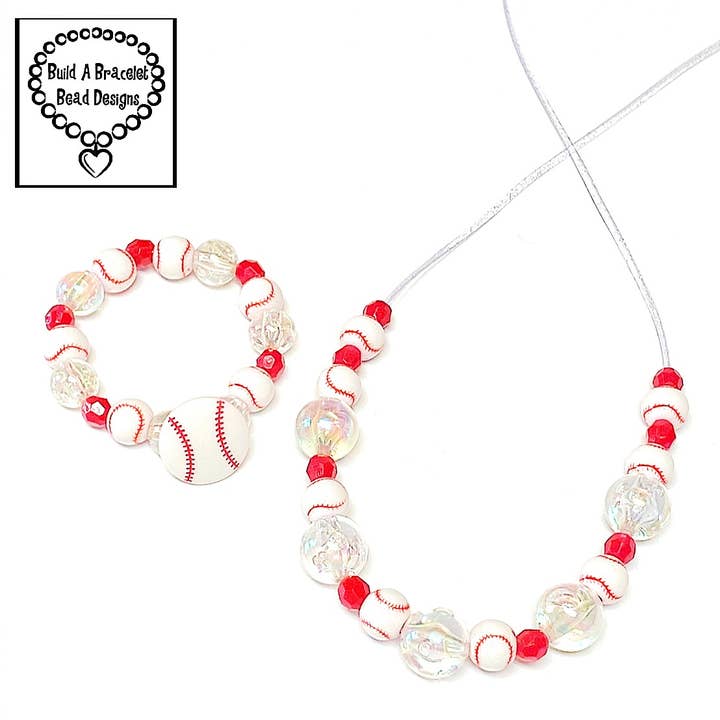 ⚾️ Baseball Justerbar halskæde & armbånd sæt ⚾️ for engroshandel hos Build A Bracelet Bead Designs
