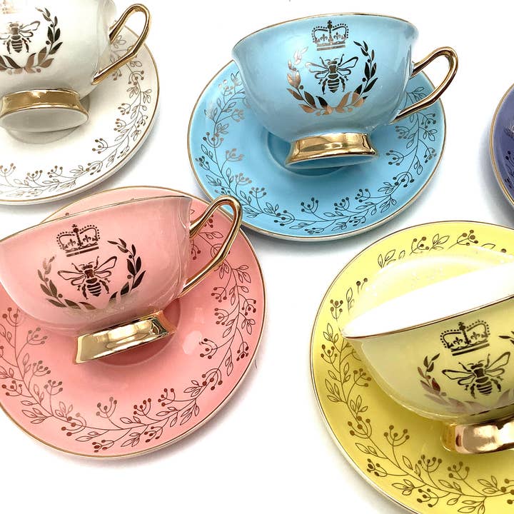 All Little Cute Things - Wholesale Tea Set - Regency Golden Bee Yellow with Gold Teacup and Saucer5