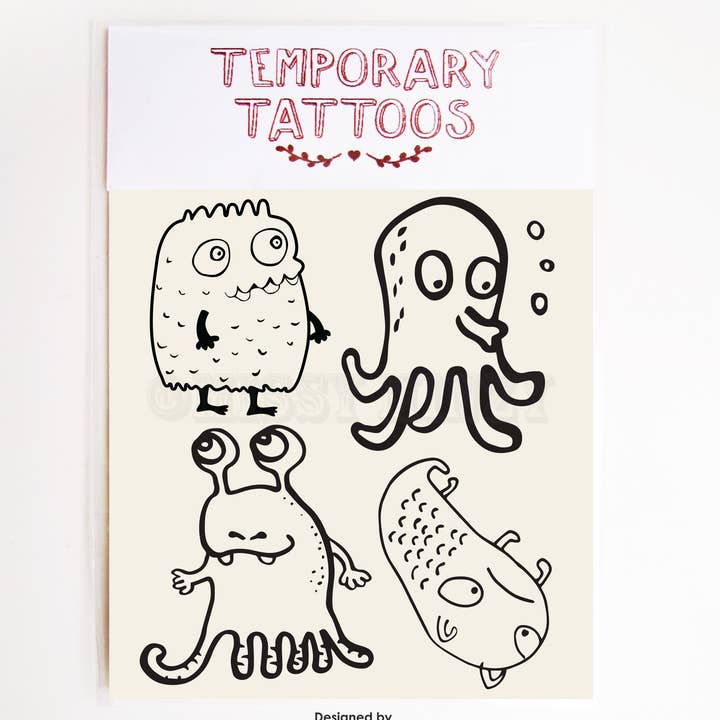 Monsters Temporary Tattoos for wholesale by Missy Minzy