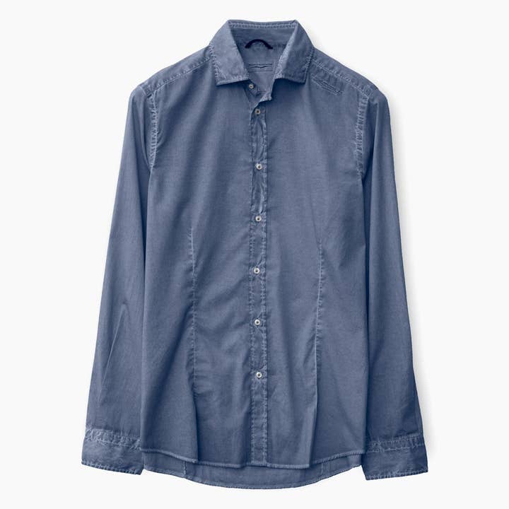 Slim-fit Stretch Poplin Shirt - Delave for wholesale by Ploumanac’h