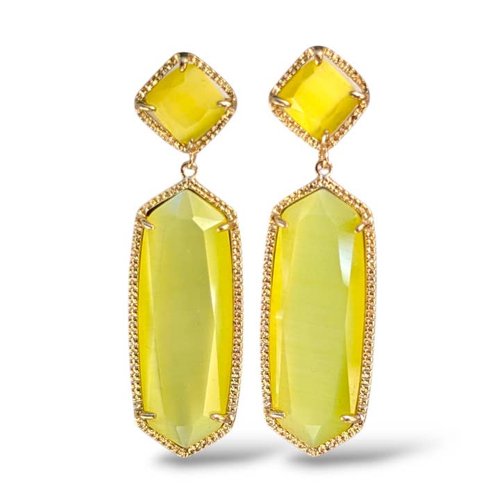 Yellow Catseye Handmade Gold Earrings for wholesale by ZEYZEY