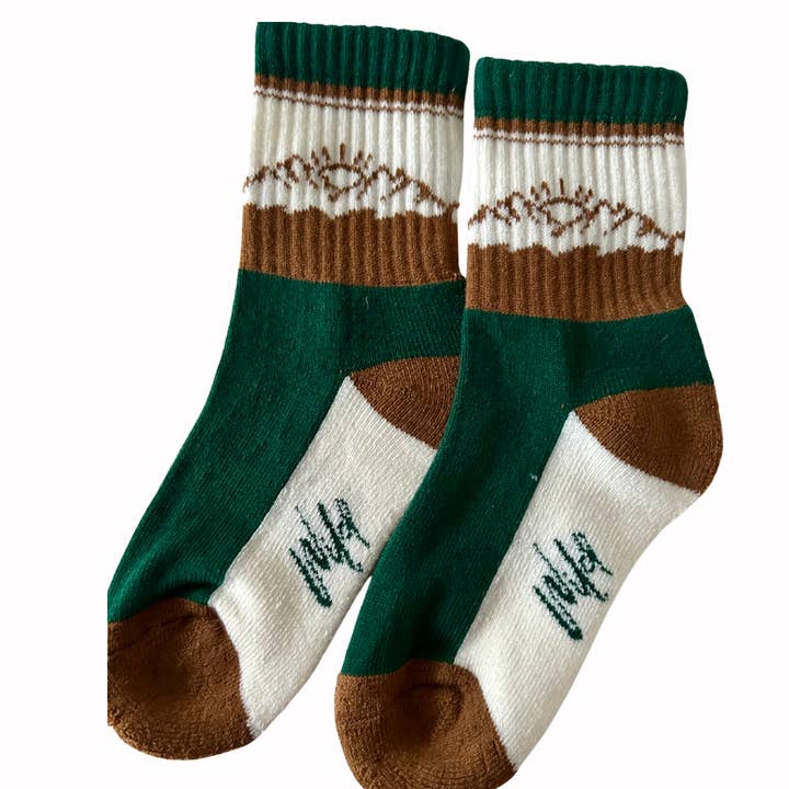 Keep the Littles Wild - Wholesale Socks - Kids - Green Wild Merino Wool Moisture-wicking Hiking Kid's Socks
