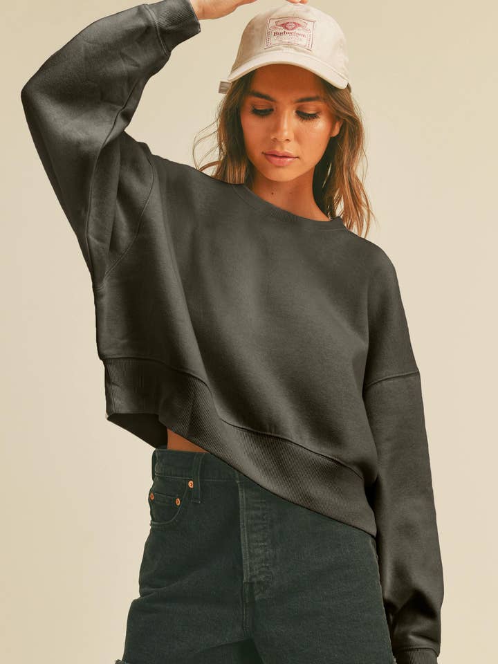 Honestee - Wholesale Sweatshirt - Women's - Blank Short Cropped Long Sleeve Sweatshirt0
