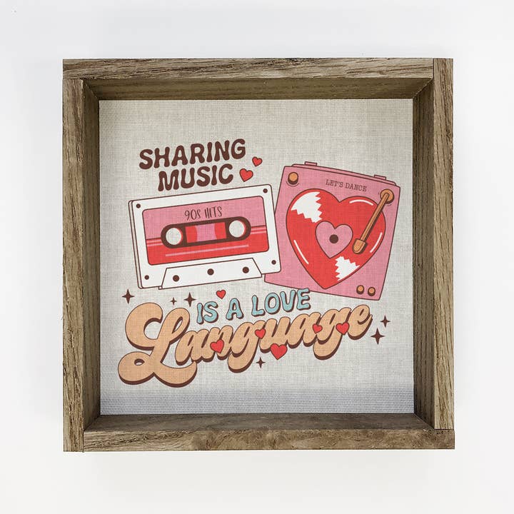 Retro Valentines Deling af musik Kærlighedssprog - Kærlighedskunst for engroshandel hos Hangout Home