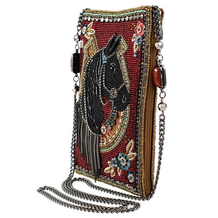 Mary Frances Accessories - Wholesale Crossbody Bag - Women's - Let's Gallop Beaded Black Horse Mini Crossbody Handbag