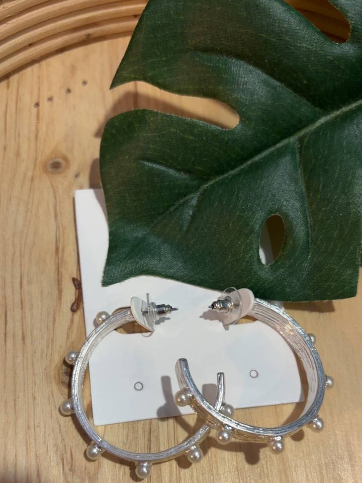 Silver Luna Pearl Hoops for wholesale by Tidal Creek Boutique