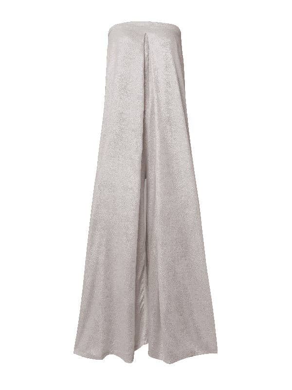 SILVER Casual Wide Leg Strapless Solid Color Tube Jumpsuits for wholesale on Faire7