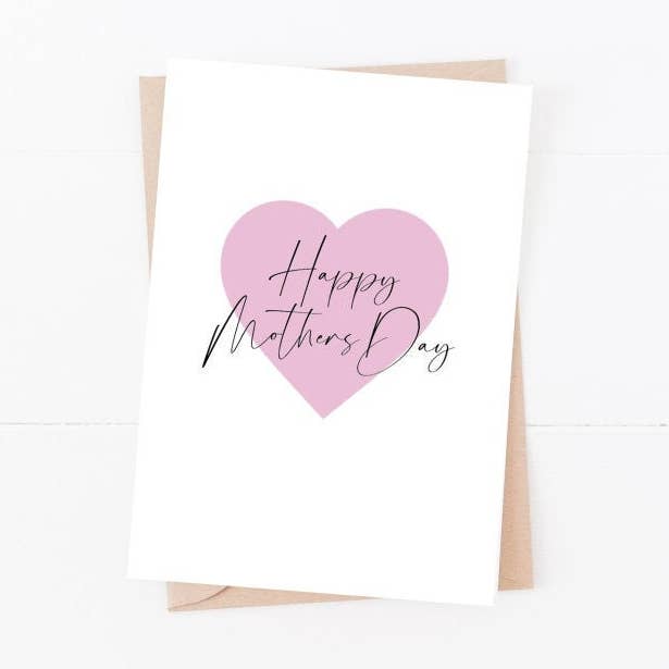 Pink Heart Happy Mothers Day | Size A6 | Mothers Day Ca-120 for wholesale by Love Flora Studio