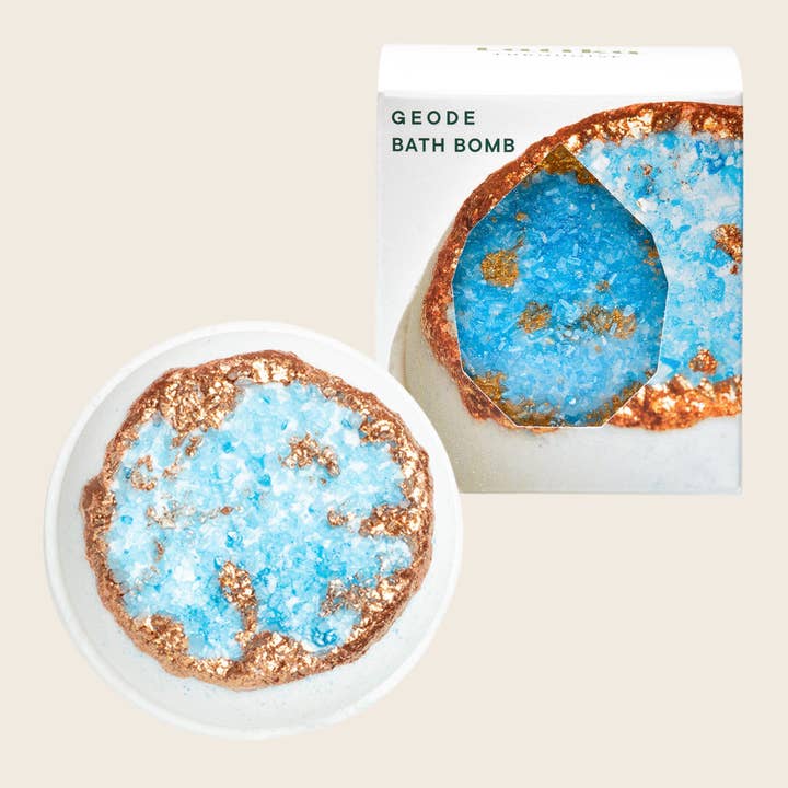 Latika Beauty - Wholesale Bath Bomb/Fizz - Crystal bath bomb 🌸 Wellness gift - Turquoise, Blue + Gold
