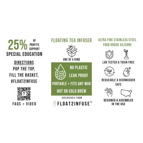 Floating Tea Infuser Info Card I Benefits I Features for wholesale by Float2infuse Tea Infuser
