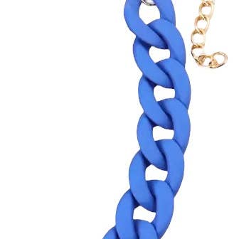 Bracelet à grosse chaîne bleu cobalt mat uni pour la vente par One of a Kind Club