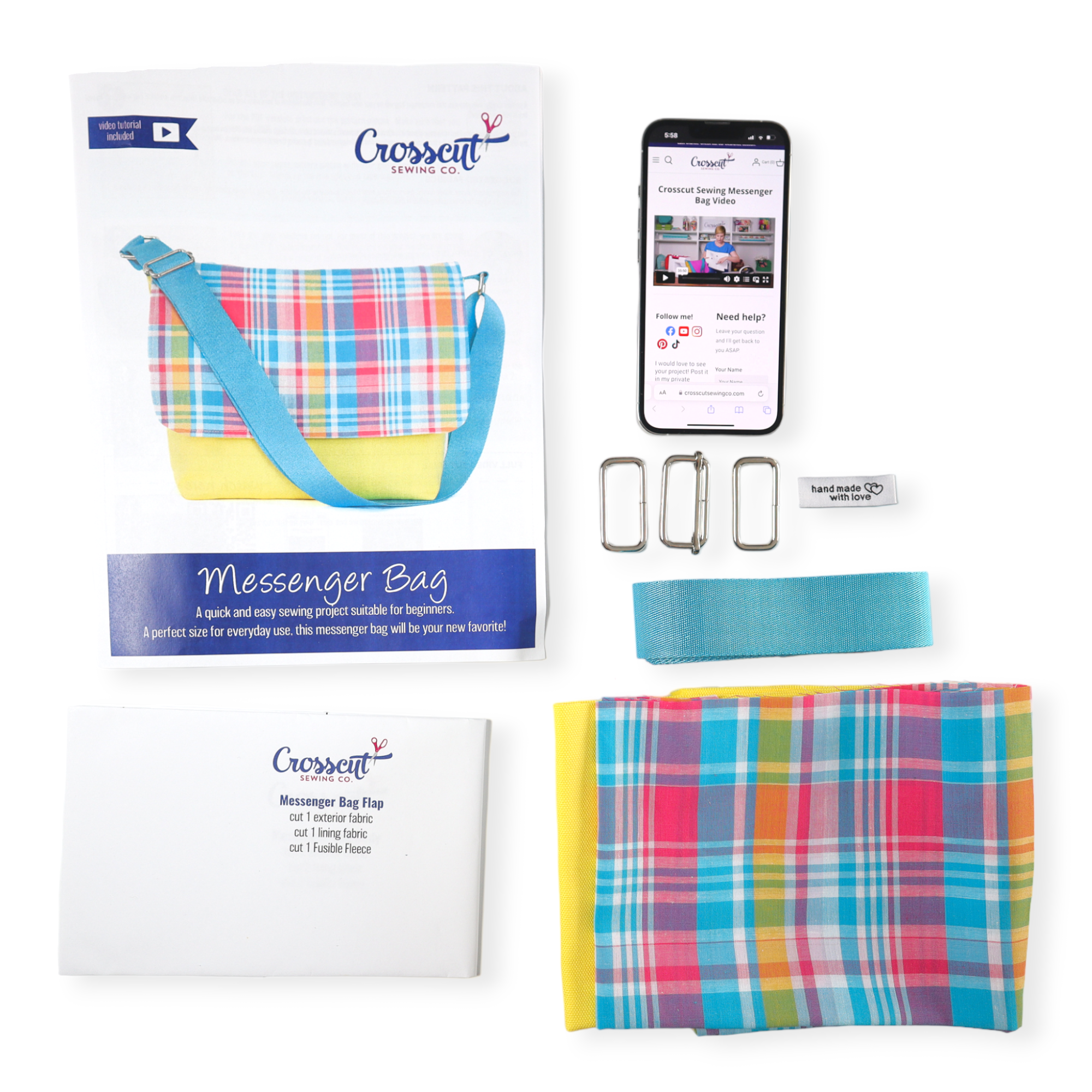 Crosscut Sewing Co. - Wholesale DIY Craft Kit - Messenger Bag Sewing Kit - DIY Beginner Sewing Project Kit Kids and Adults58
