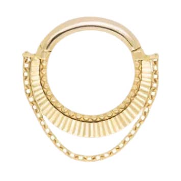Republique – Draped Chain – 14K Gold Clicker Ring for wholesale by Piercing-zone