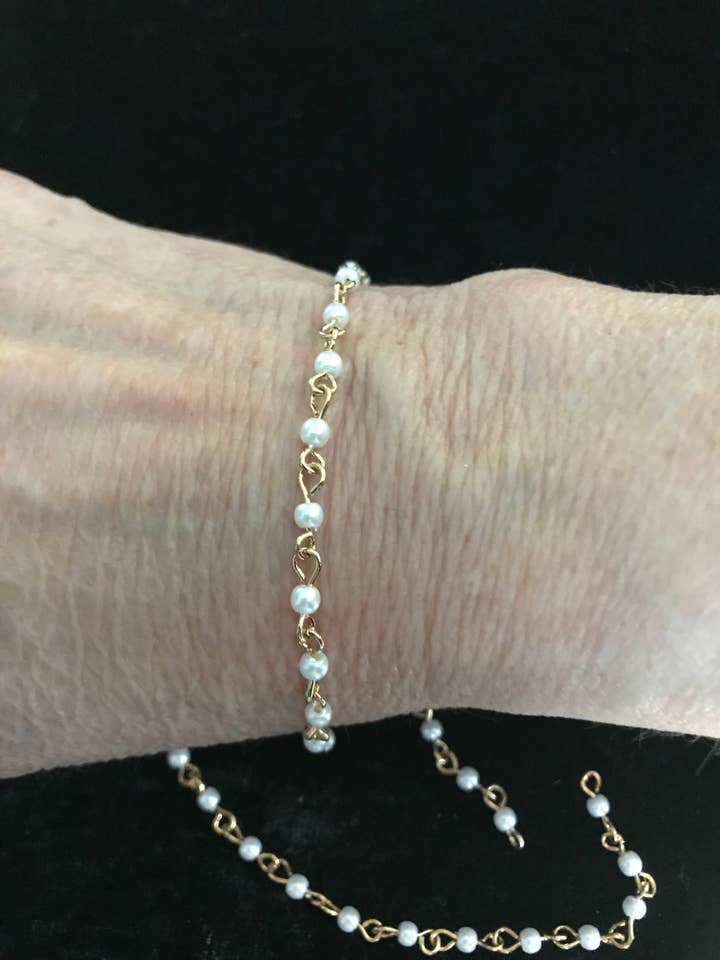 24 KT Gold Filled 3mm Chain with 4mm Pearls for wholesale by Dye Krazy