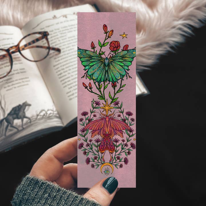 Pink Celestial Moths Bookmark for wholesale by Mirkwood Scribes