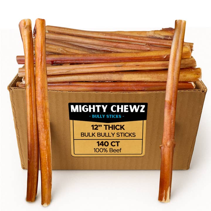 Mighty Chewz - Wholesale Pet Treats - Dog - 12" Thick Bully Sticks (140 Ct.) ($3.33 ea.)