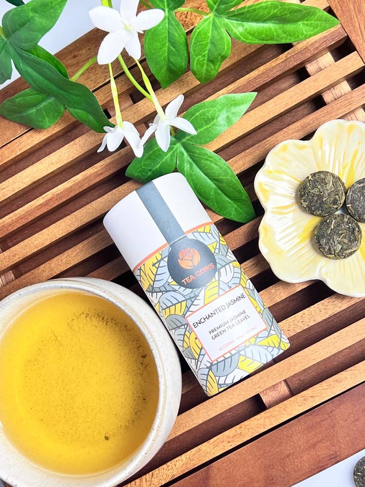 Enchanted Jasmine green Tea coins 60g for wholesale by TEA COINS