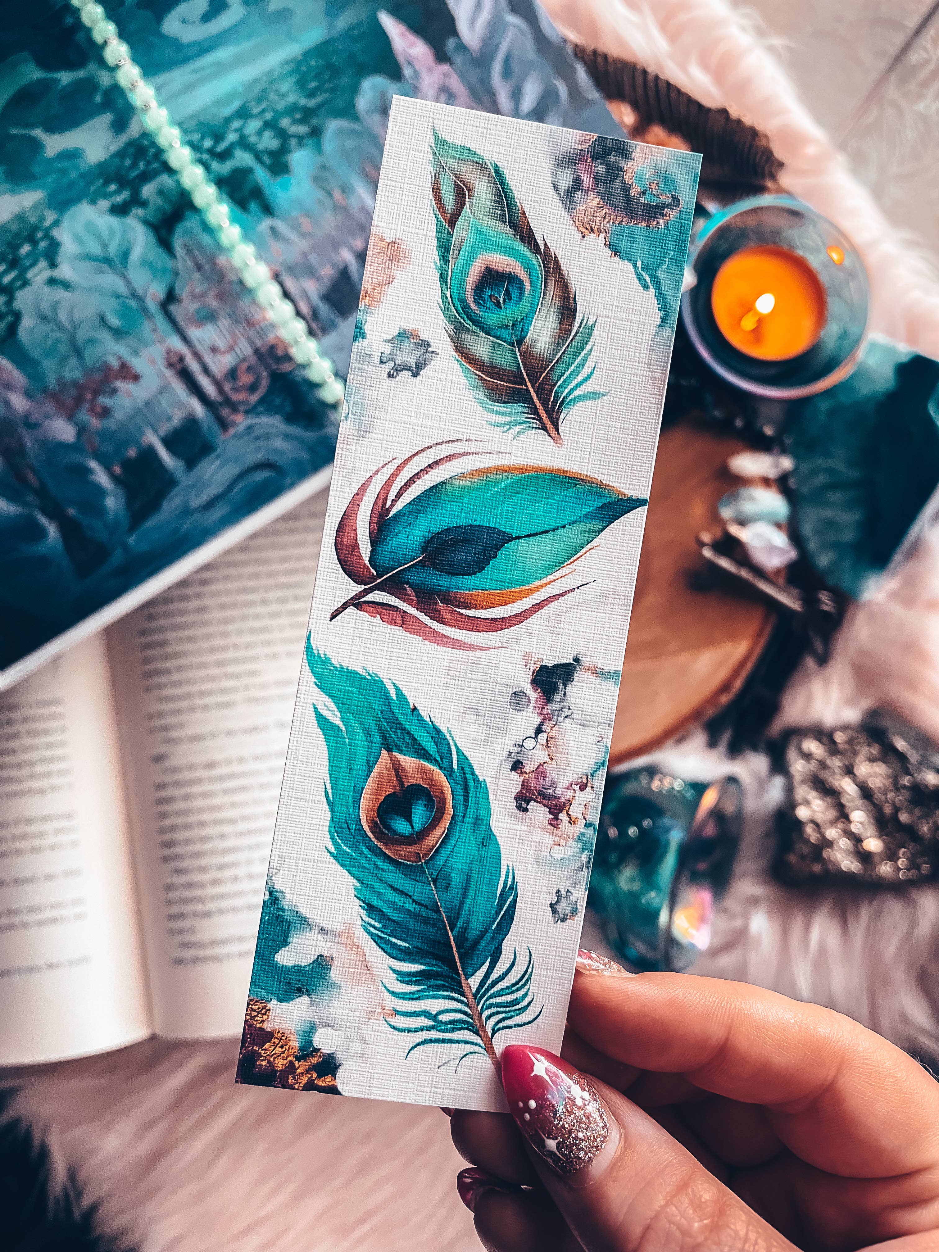 Mirkwood Scribes - Wholesale Bookmark - Peacock Feather Watercolor Bookmark1