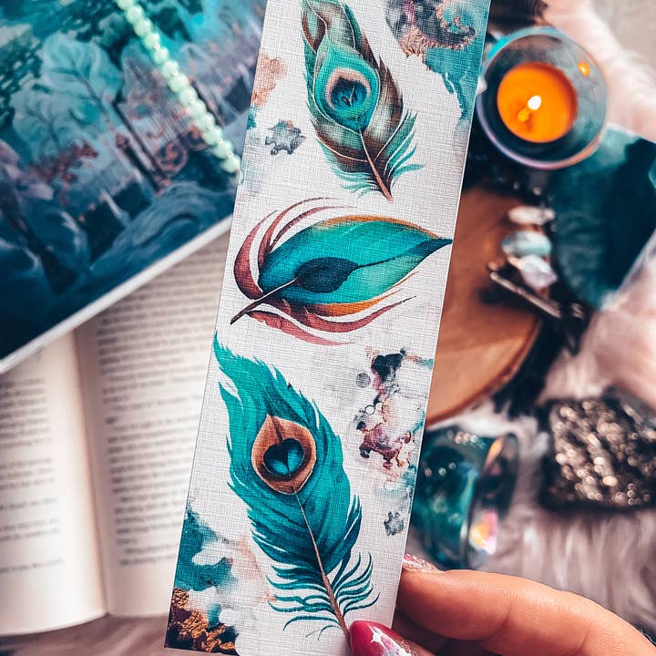 Mirkwood Scribes - Wholesale Bookmark - Peacock Feather Watercolor Bookmark1