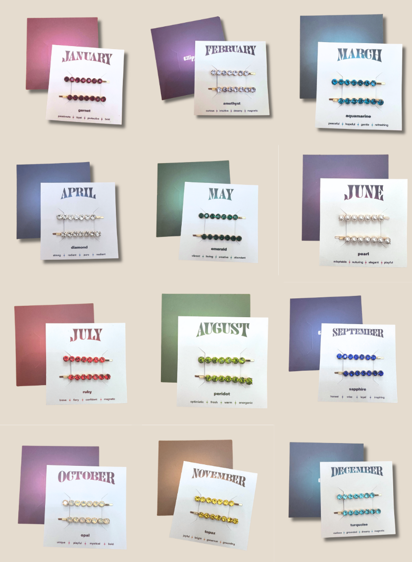 Ellipsis Goods – Alfinete de cabelo por atacado – Ganchos de Cabelo com Pedra de Nascimento de Fevereiro1