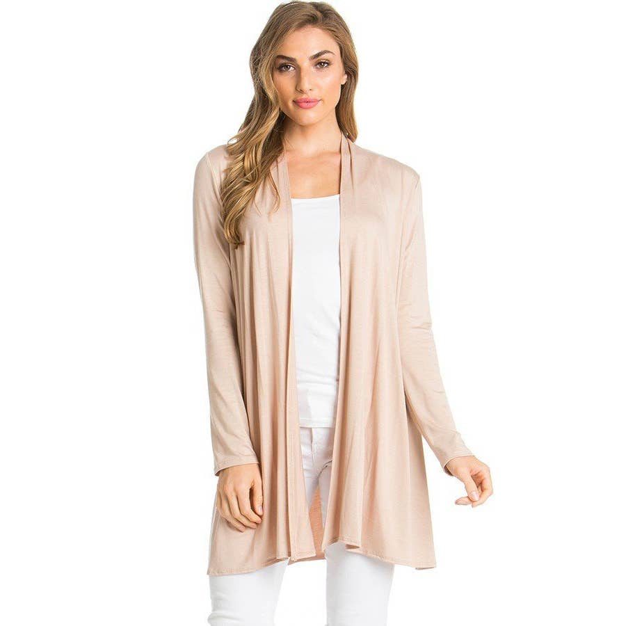 Azules Clothing - Venta al por mayor Cárdigan - Mujer - Cárdigan drapeado de manga larga con parte delantera abierta27