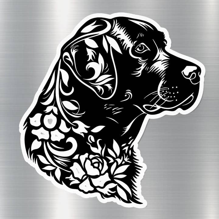 Floral Labrador Dog Sticker for wholesale by GraffMerch.com