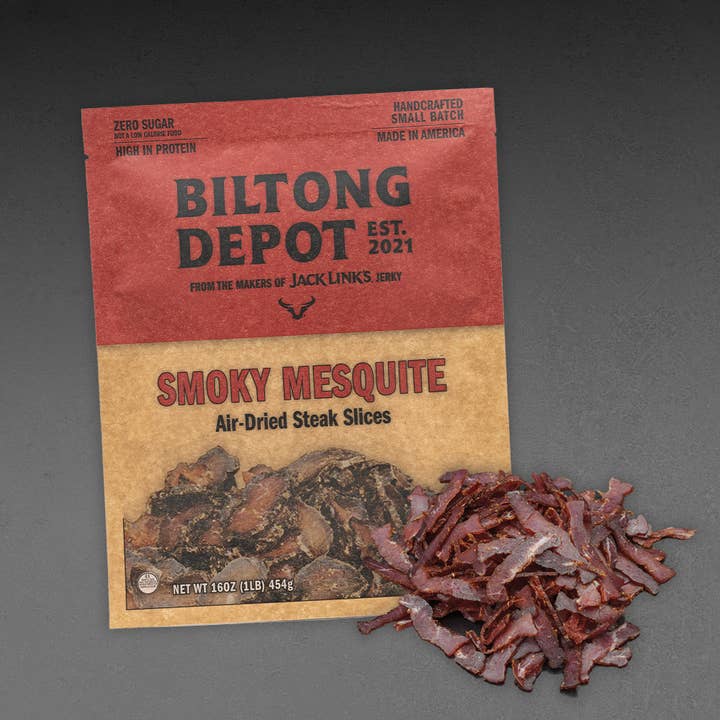Smoky Mesquite Steak Slices 8oz for wholesale by Biltong Depot