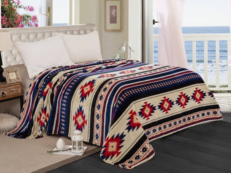 Linen Mart - Wholesale Bedding Blanket - Southwest Aztec Fleece Blanket - Twin Size3
