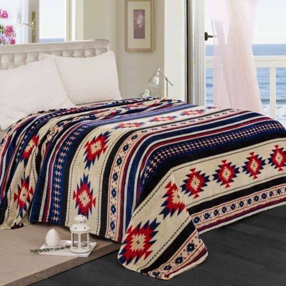 Linen Mart - Wholesale Bedding Blanket - Southwest Aztec Fleece Blanket - Twin Size3