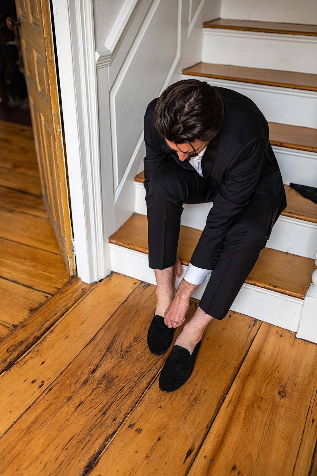 Artemis Design Co. – Großhandel Loafer – Herren – Herren-Mokassins aus Veloursleder, Tiefschwarz4