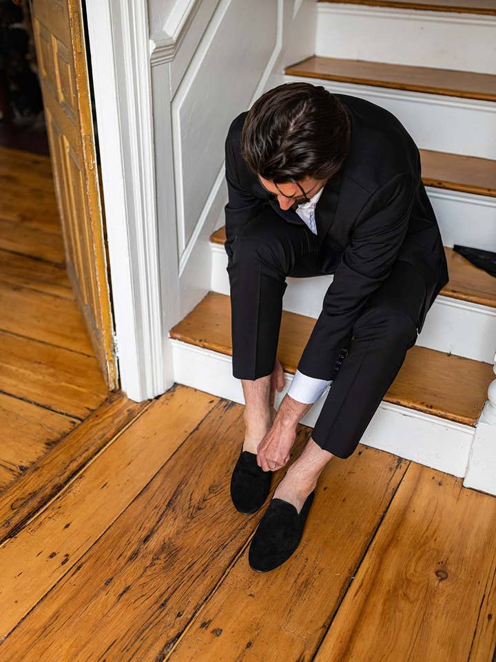 Artemis Design Co. – Großhandel Loafer – Herren – Herren-Mokassins aus Veloursleder, Tiefschwarz4