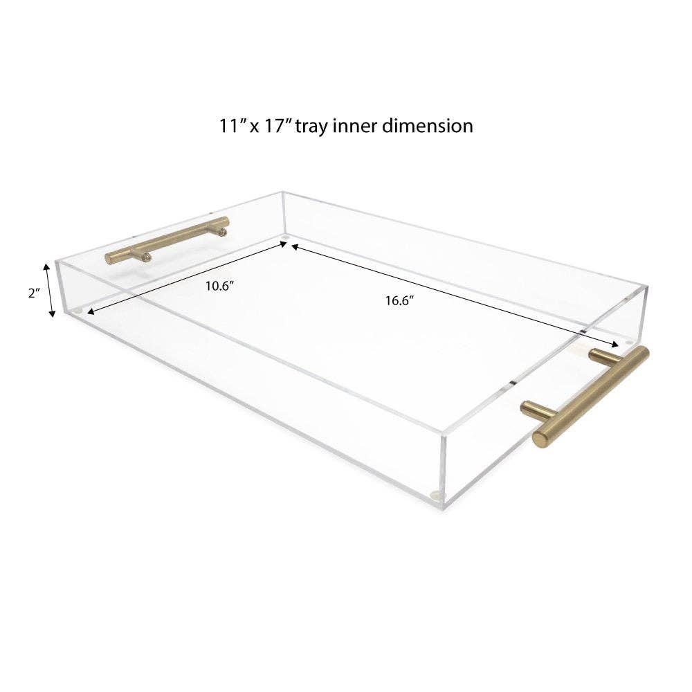 Isaac Jacobs International - Wholesale Serving Tray - Isaac Jacobs Clear Acrylic Serving Tray with Metal Handles5