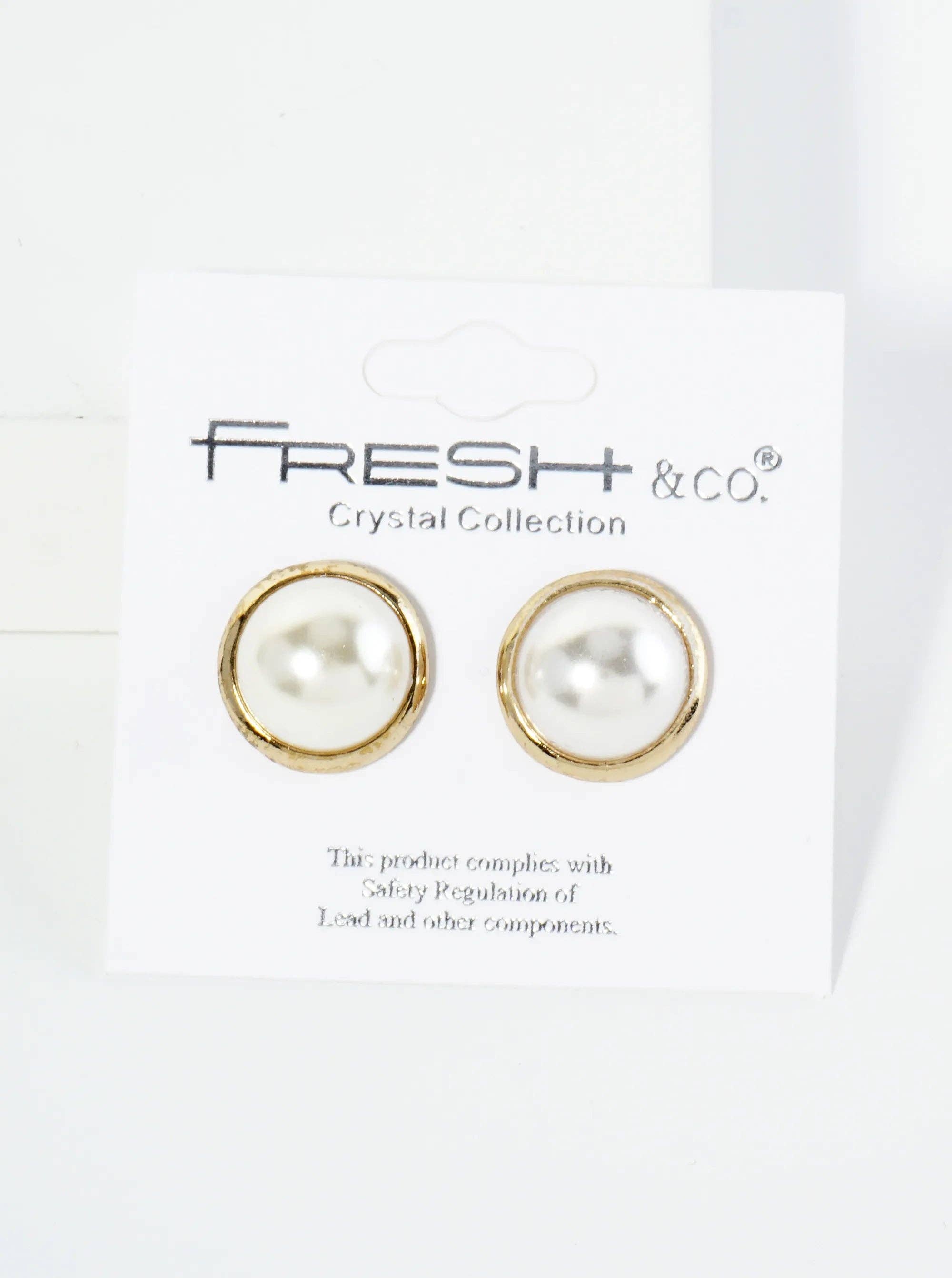 Wild Honey - Wholesale Stud/Post Earrings - 15Mm Pearl Button Stud Earrings3